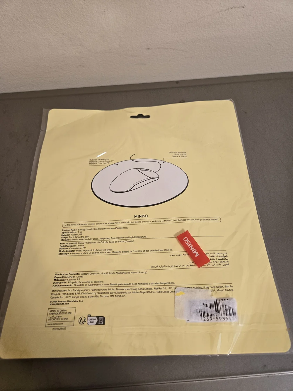 Miniso Peanuts Mouse Pad Featuring Snoopy and Woodstock